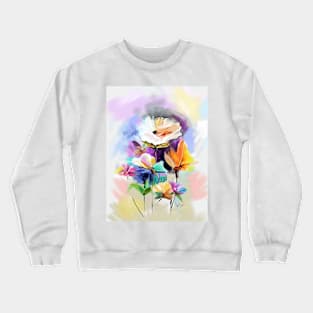 Colorful Flowers  in Abstraction Crewneck Sweatshirt